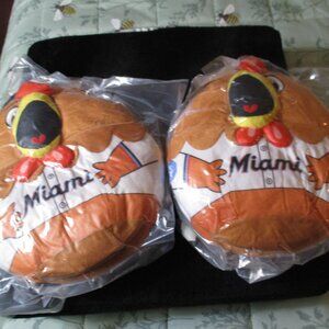 Lot of Two Miami Marlins PEPITO THE ROOSTER Mascot 8" Plush Stuffed Toy by ADT
